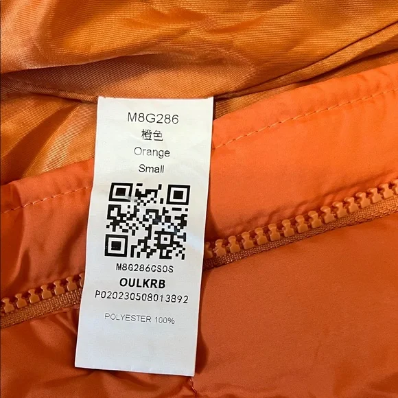 Women's Orange Hooded Puffer Vest Super Warm Cozy and Trendy Sz Small - Picture 6 of 10